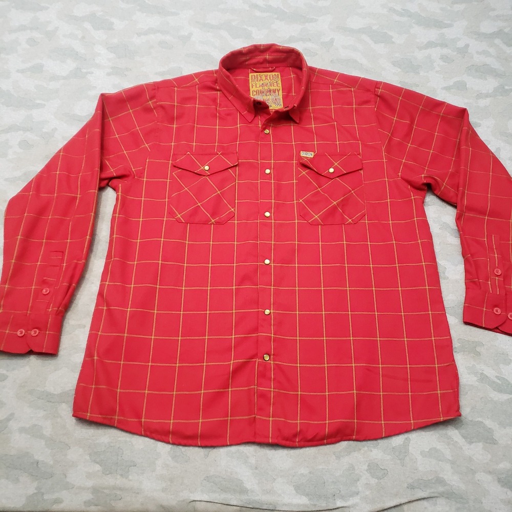 Dixxon Flannel Shirt Mens 2XL Red Plaid Snap Long Sleeve